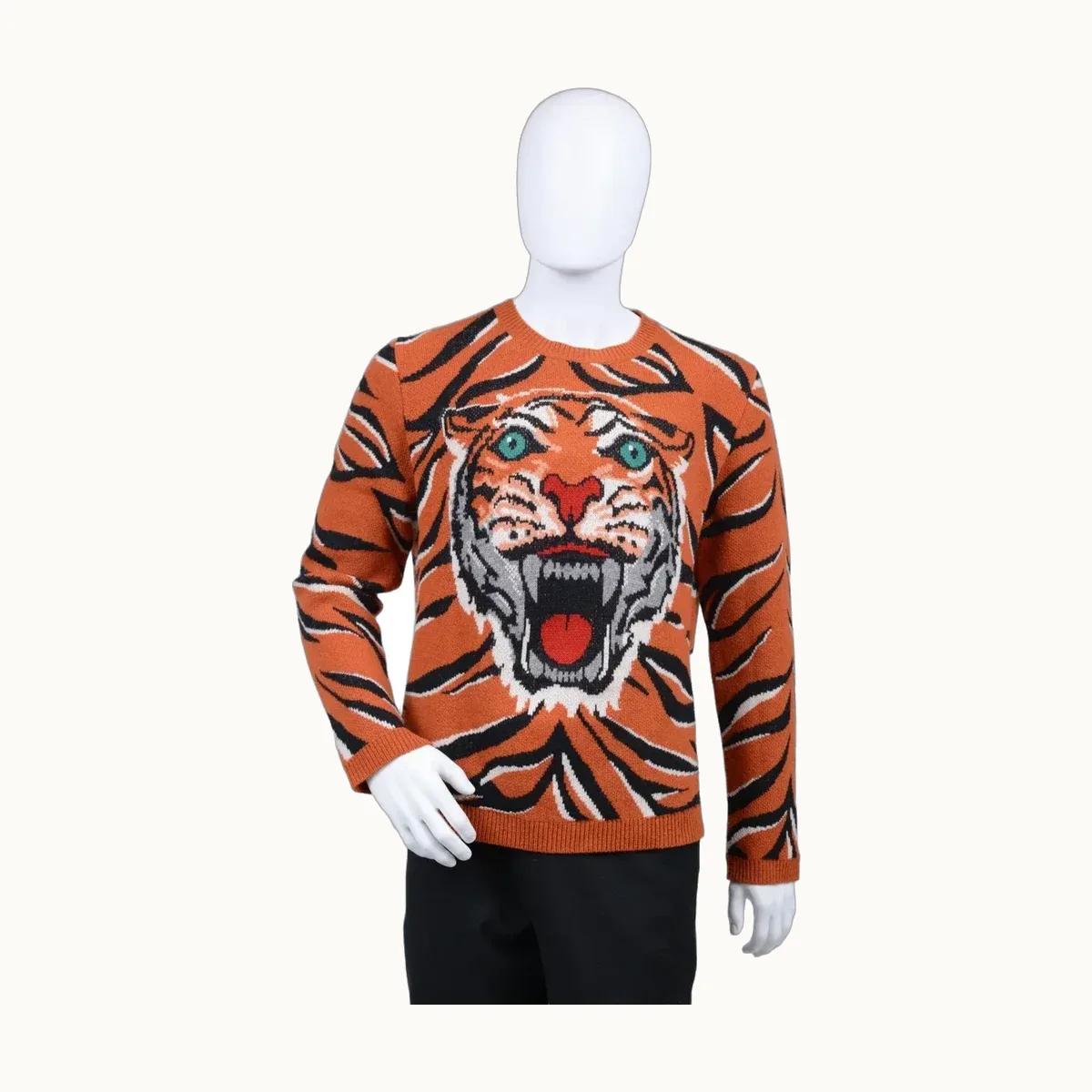 Suéter Gucci Tiger Intarsia Naranja, Talla L