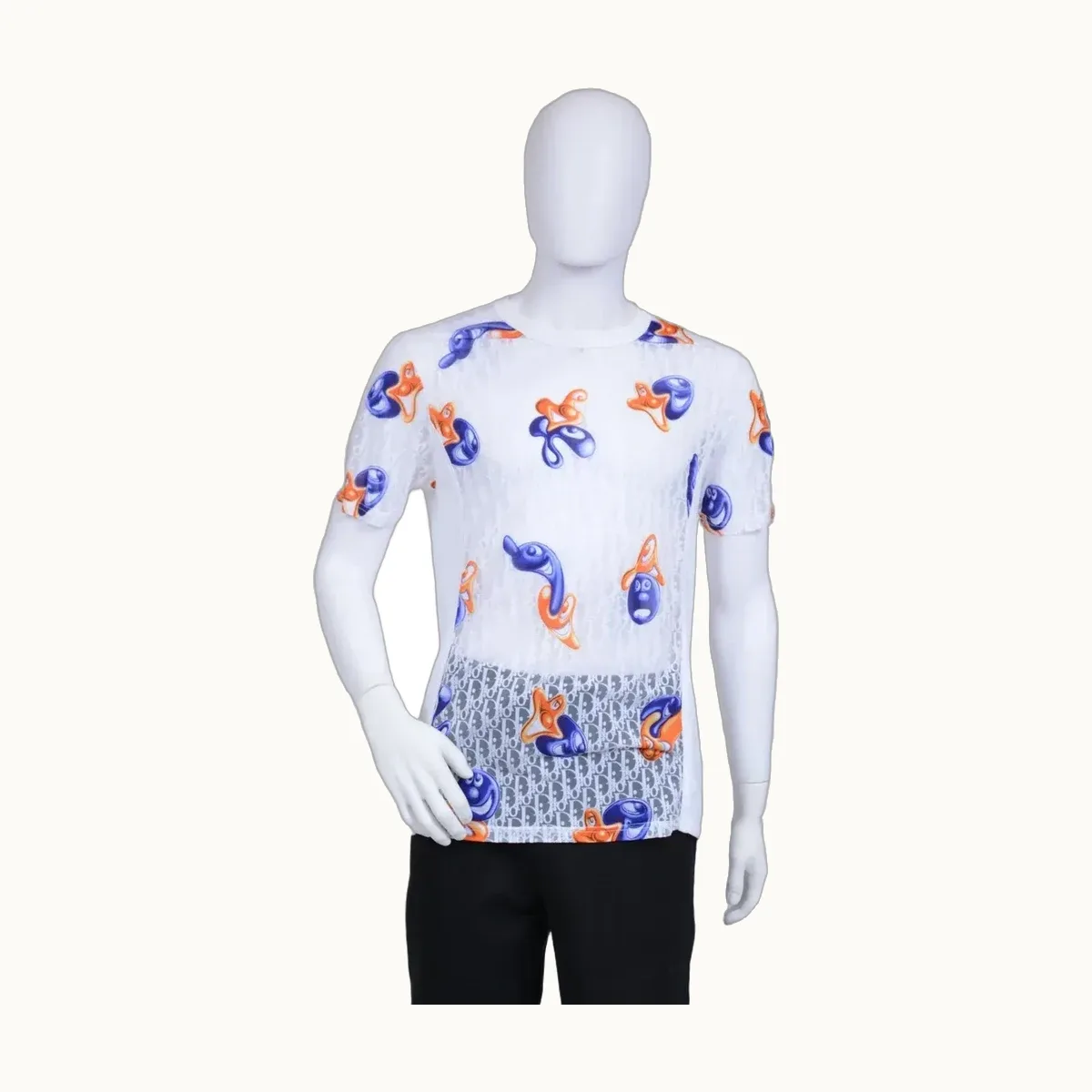 Camisa Dior Oblique Faces Kenny Scharf Blanca, Talla L