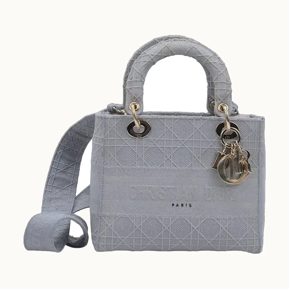 Bolsa de Mano Dior Lady DLite Medium Cannage Gris