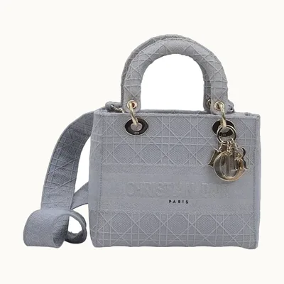 Bolsa de Mano Dior Lady DLite Medium Cannage Gris