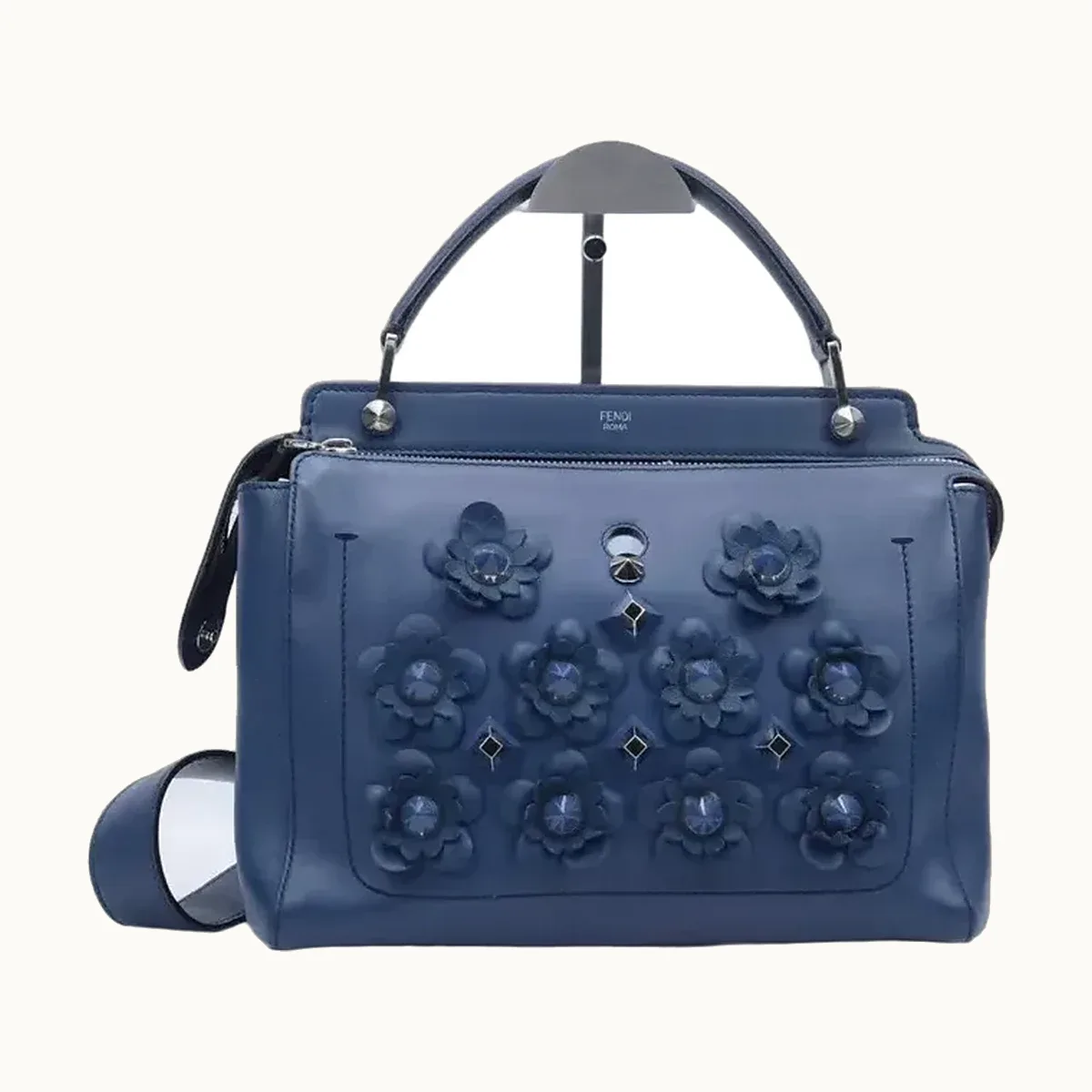 Bolsa de Hombro Fendi Dotcom Large Flowerland Azul