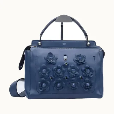Bolsa de Hombro Fendi Dotcom Large Flowerland Azul