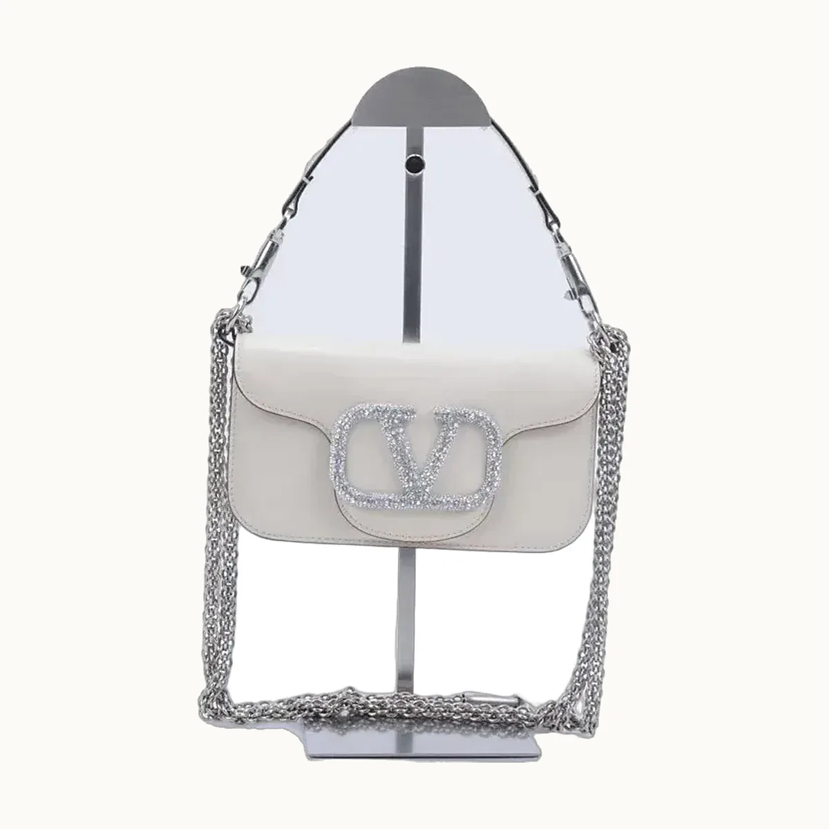 Bolsa de Mano Valentino Lòco VLogo Mini Crystals Blanca