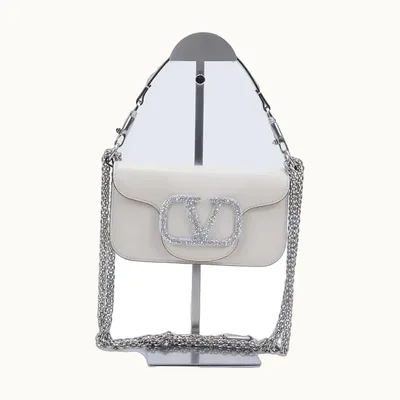 Bolsa de Mano Valentino Lòco VLogo Mini Crystals Blanca