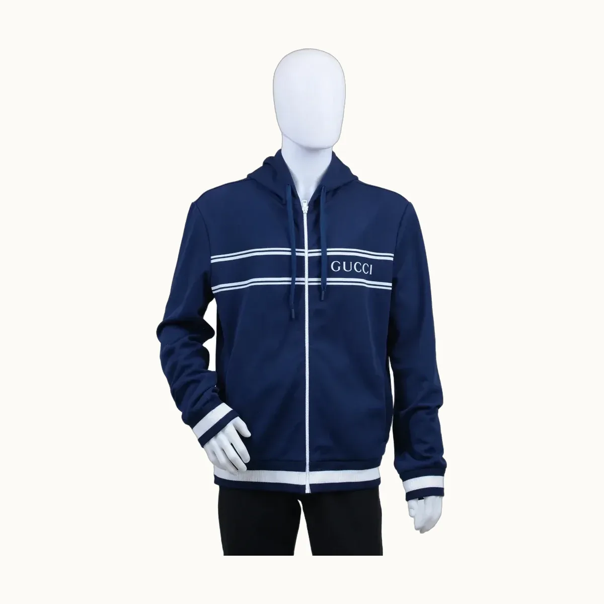 Gucci Chamarras Logo Zip Azul, Talla XXL
