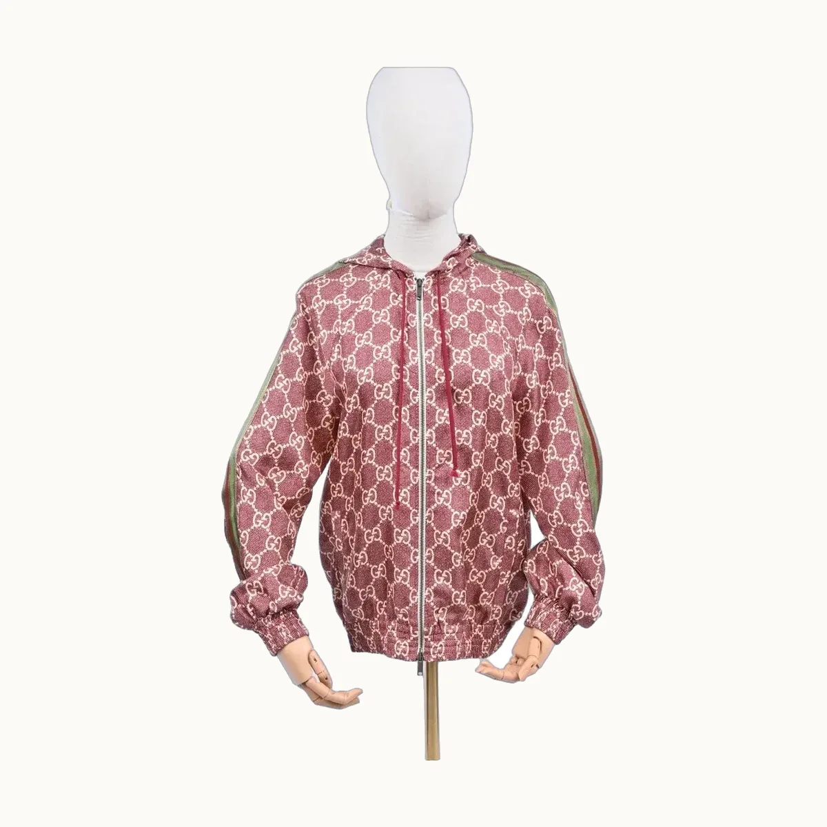 Chamarra Gucci GG Silk Vino, Talla XS