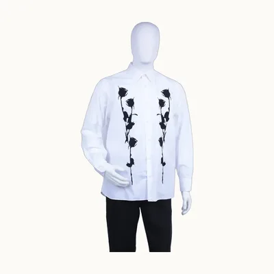 Prada Embroidered Poplin Blanca, Talla L