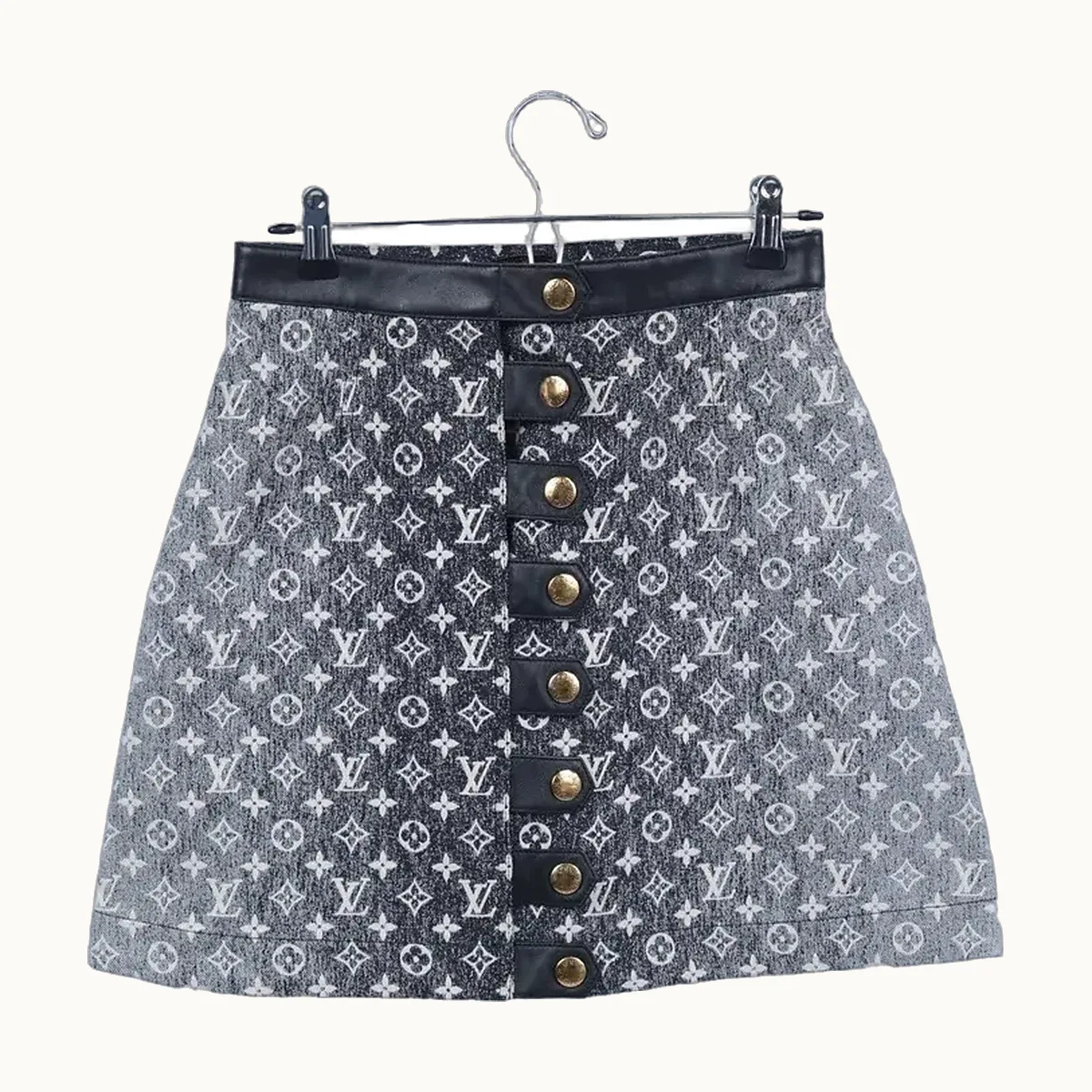 Louis Vuitton Button Denim Monogram Gris, Talla S