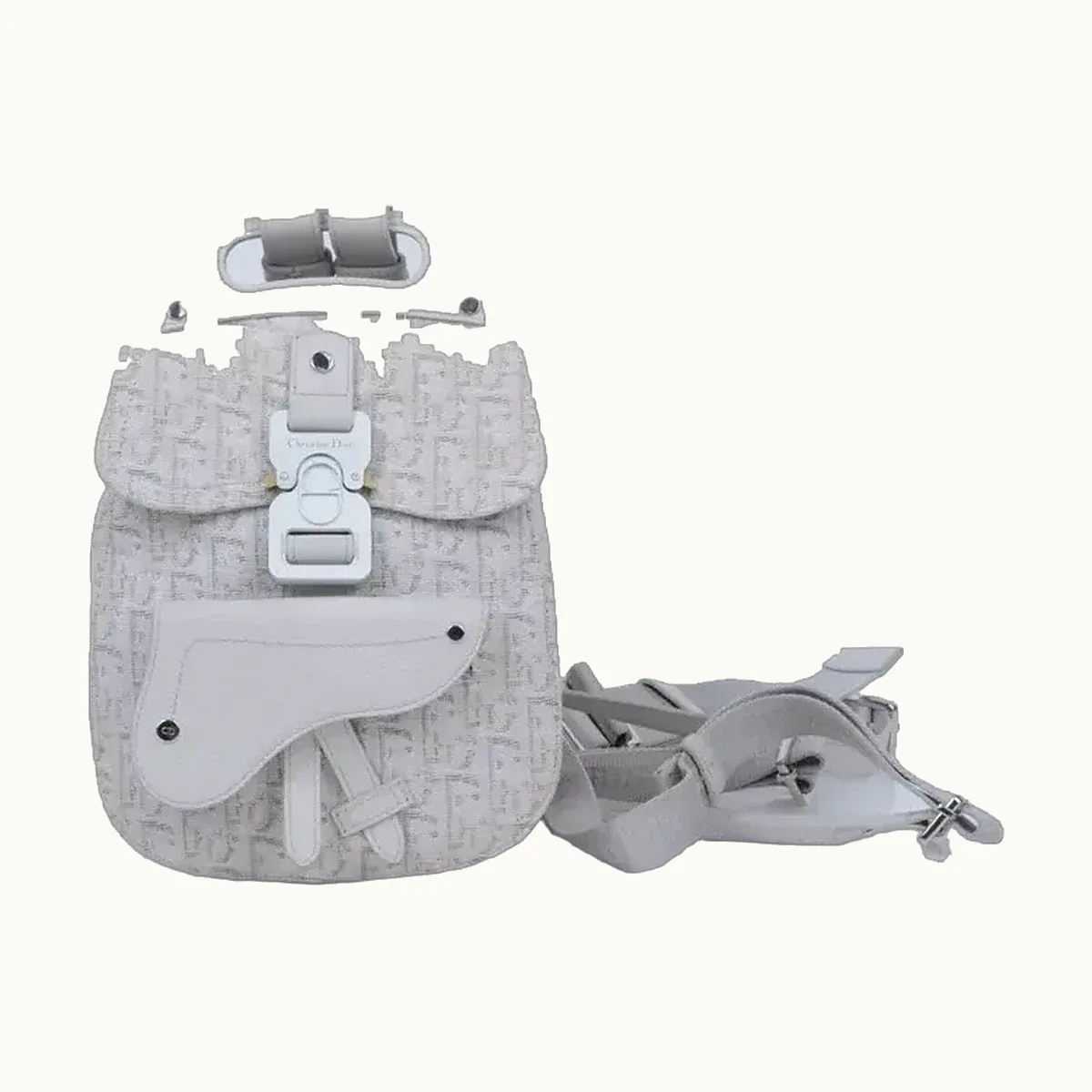 Bolsa Saddle Dior Mini Oblique Blanca