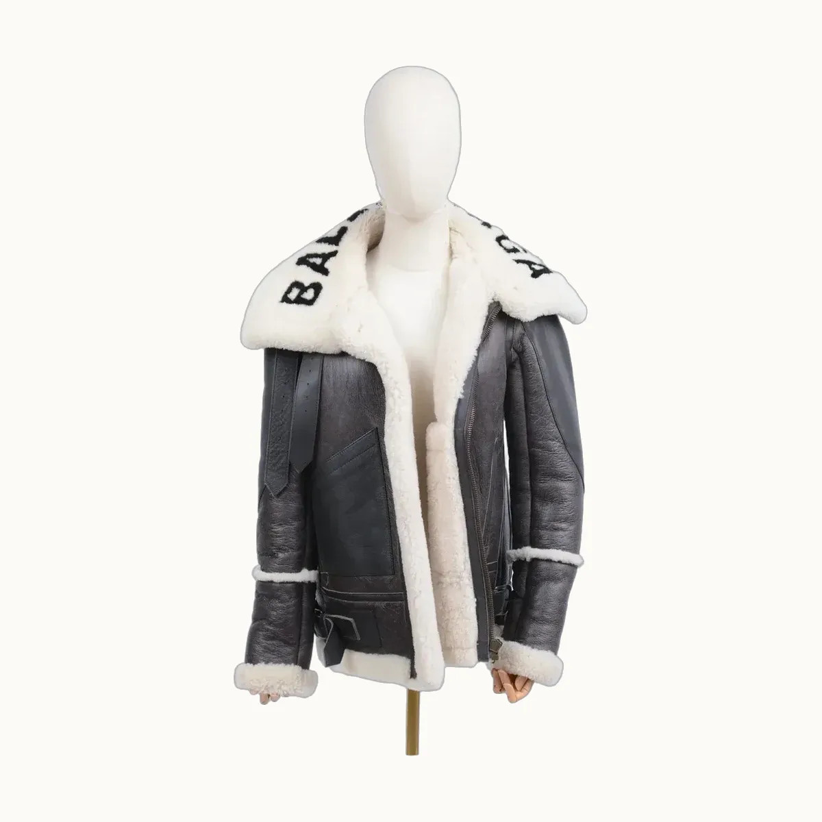 Balenciaga Le Bombardier Shearling Café, Talla XS