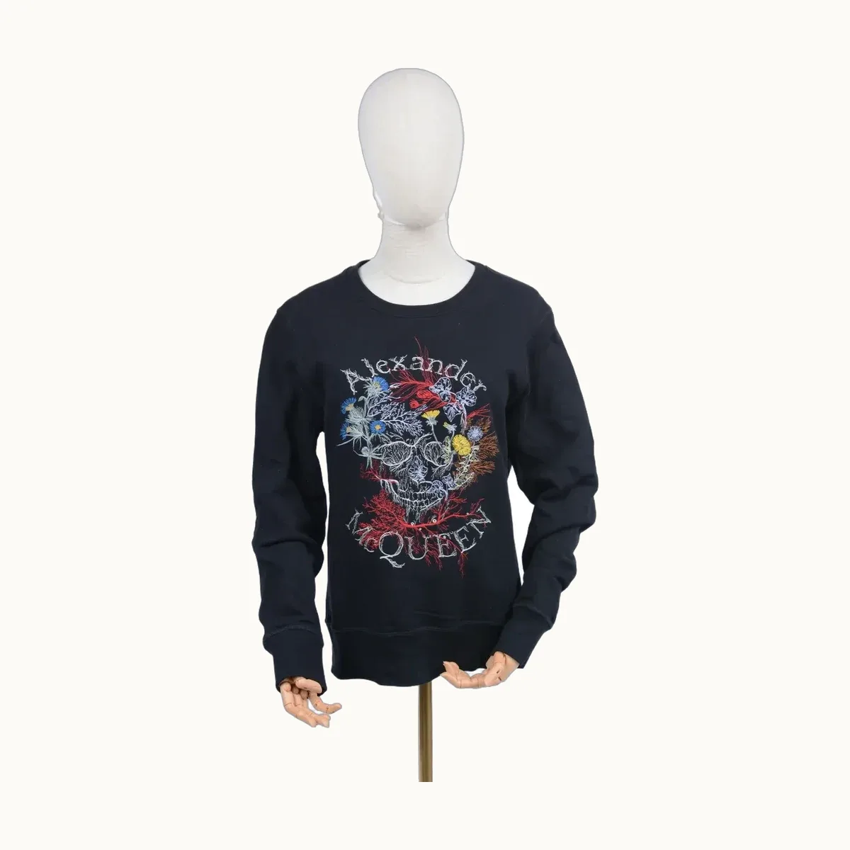 Alexander McQueen Skull Embroidered Negra, Talla S