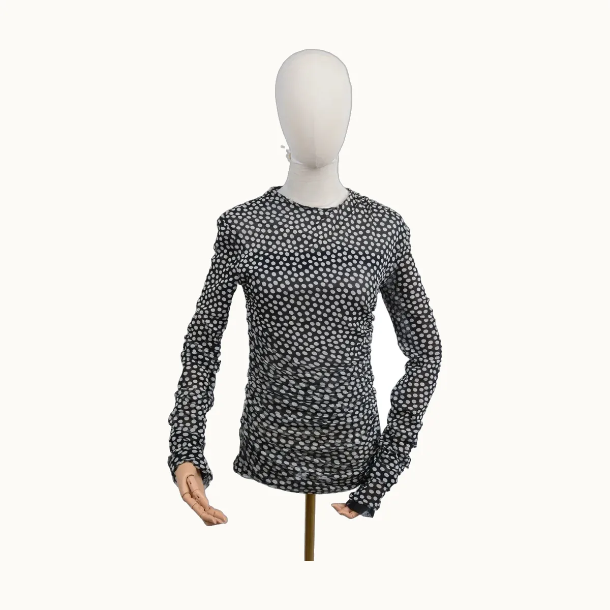 Saint Laurent Sheer Polka Dot Negra, Talla L