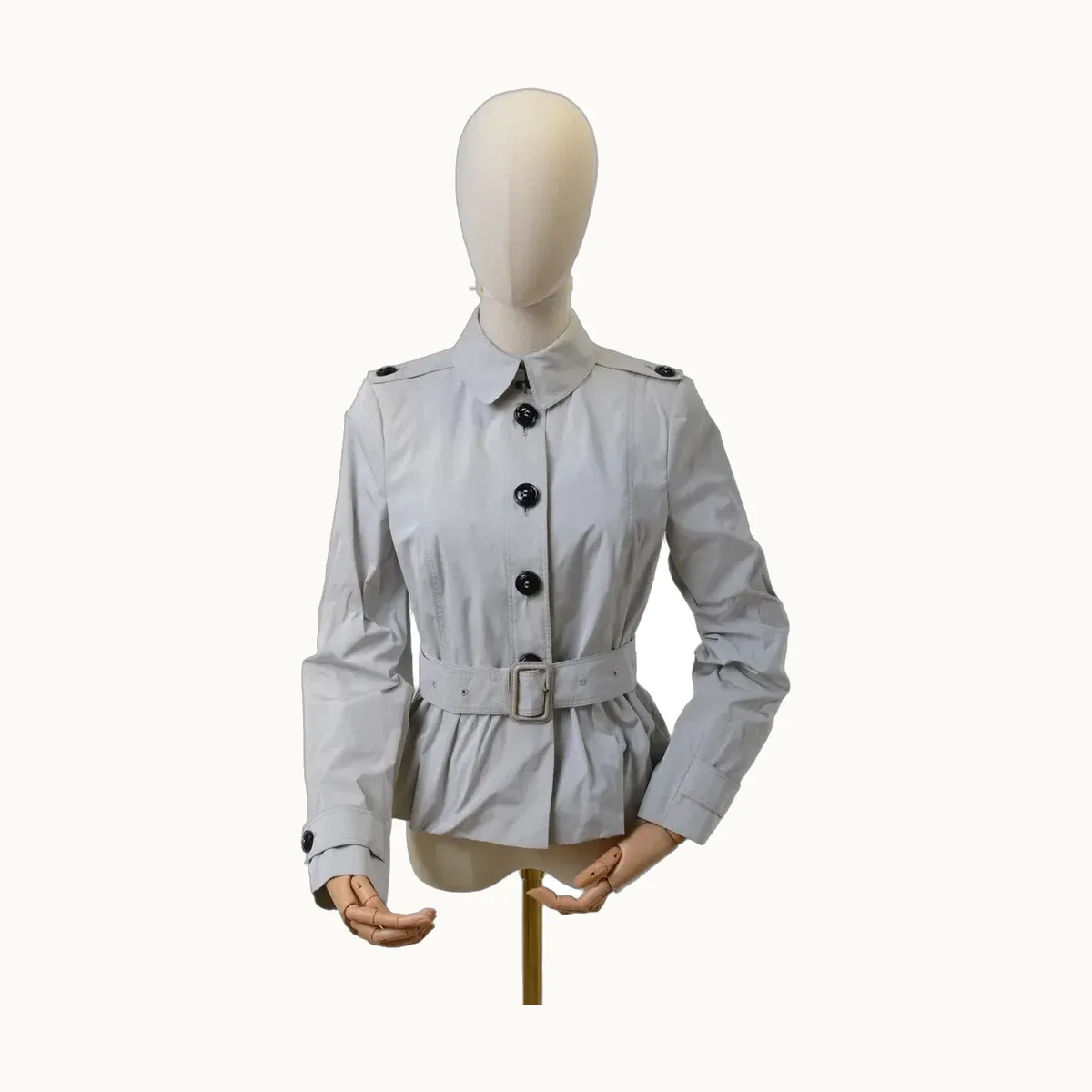 Gabardina Burberry Peplum Crop Gris, Talla S