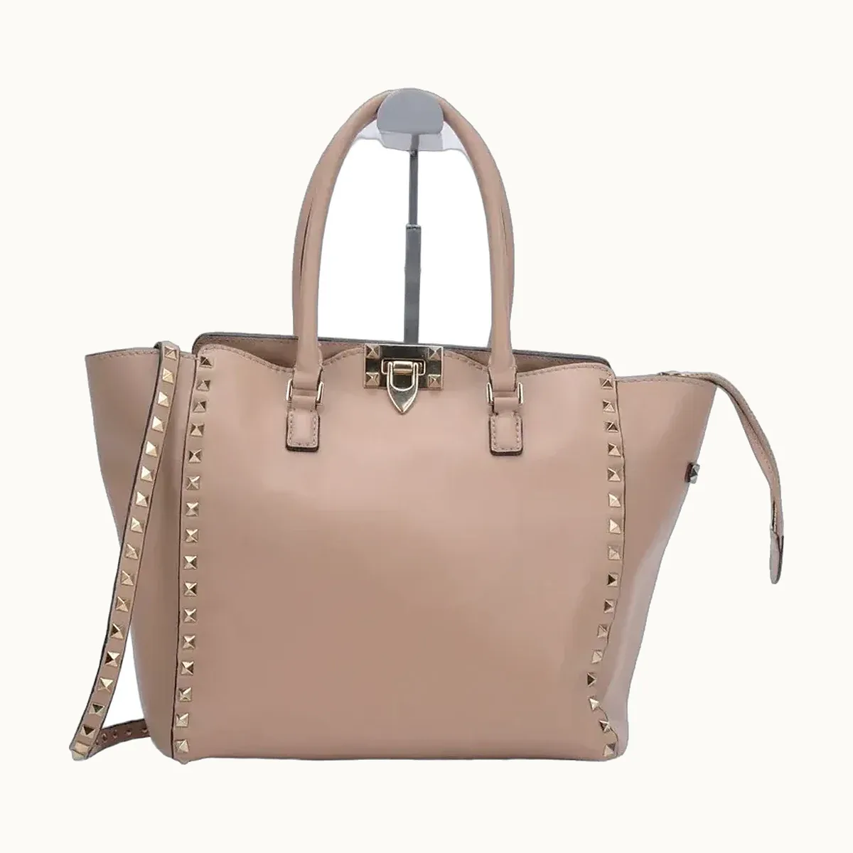 Bolsa Valentino Rockstud Trapeze Nude