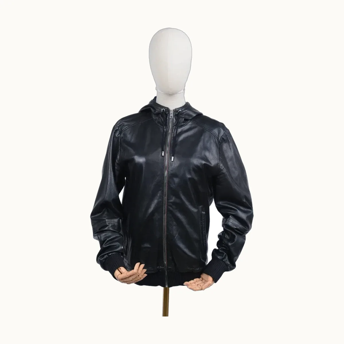 Gucci Leather Bomber Negra, Talla S