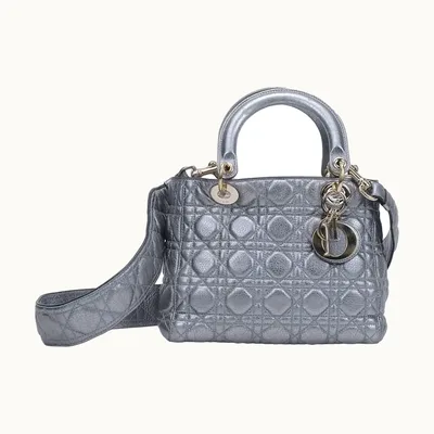 Bolsa Dior Lady Medium Soft Plateada