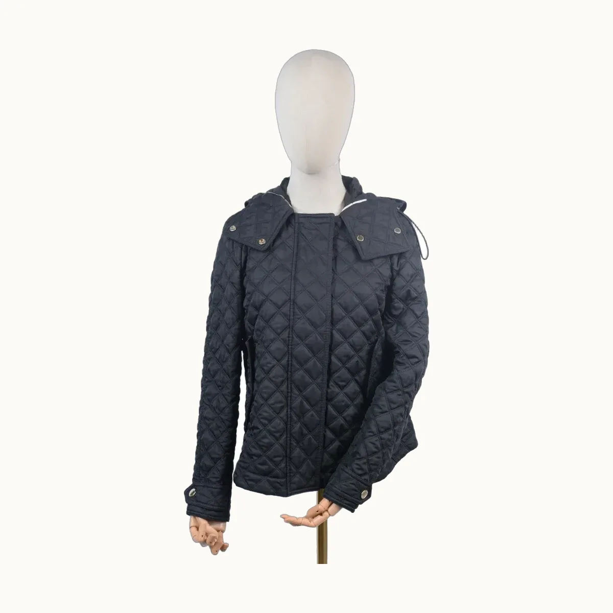 Burberry Quilted Hooded Negra, Talla XS