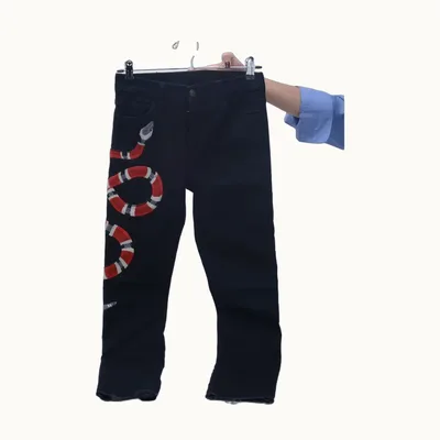 Jeans Gucci Snake Skinny Negros, Talla 25