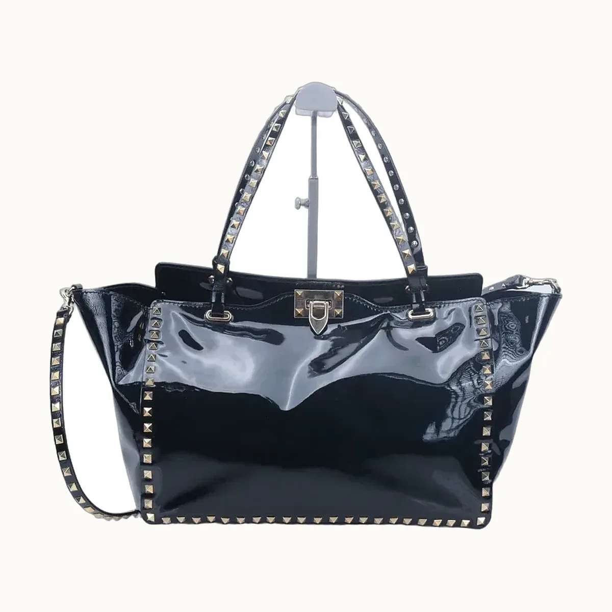 Bolsa Valentino Rockstud Trapeze Medium Negra