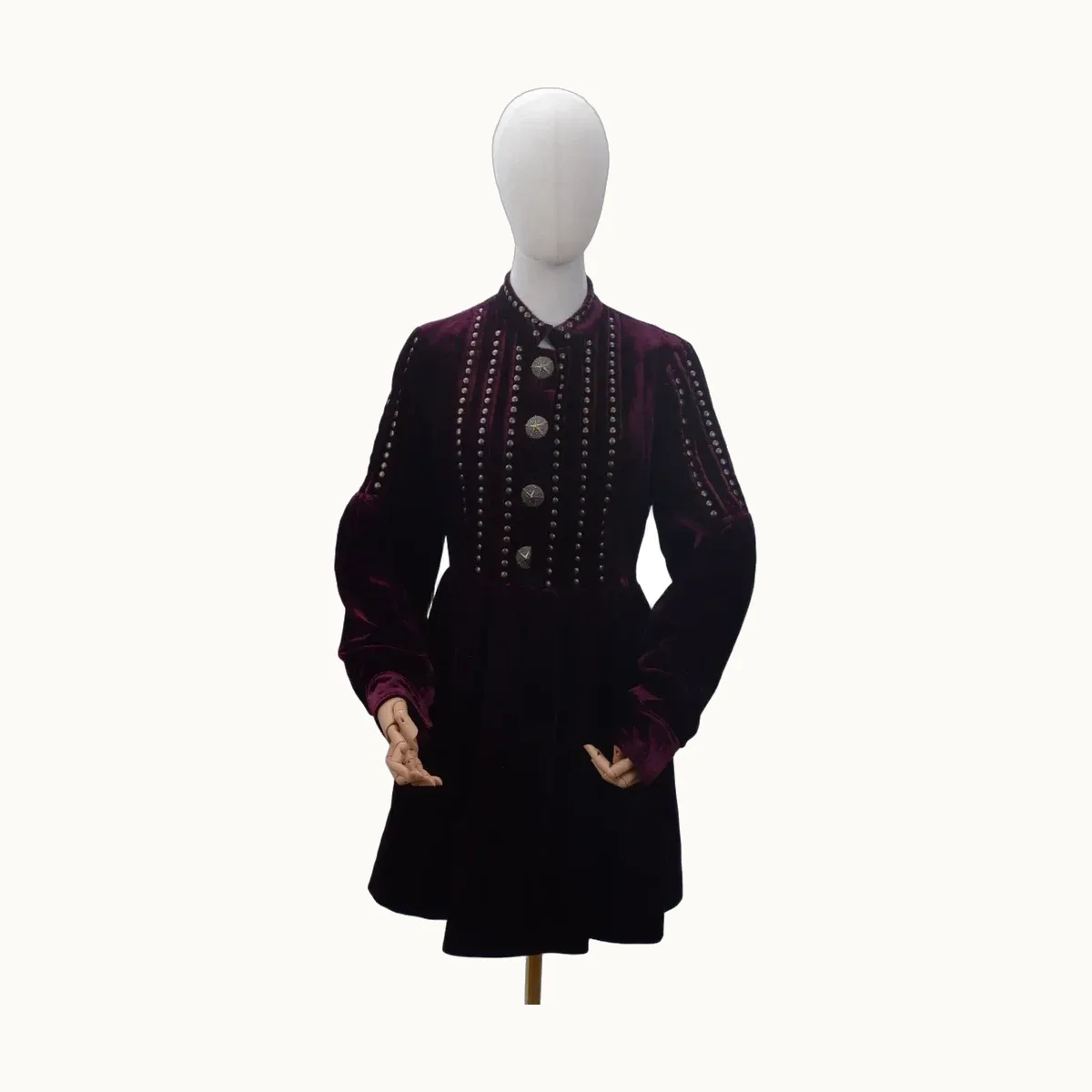 Saint Laurent Pre-Fall 18 Velvet Appliqué Vino, Talla M