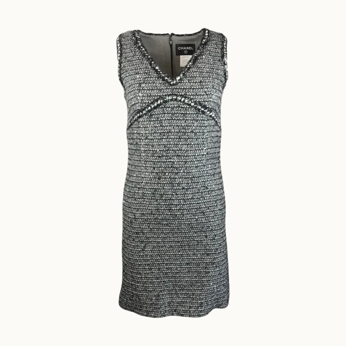 Vestido Chanel Tweed, Talla 34 FR, Excelente, KV-6491