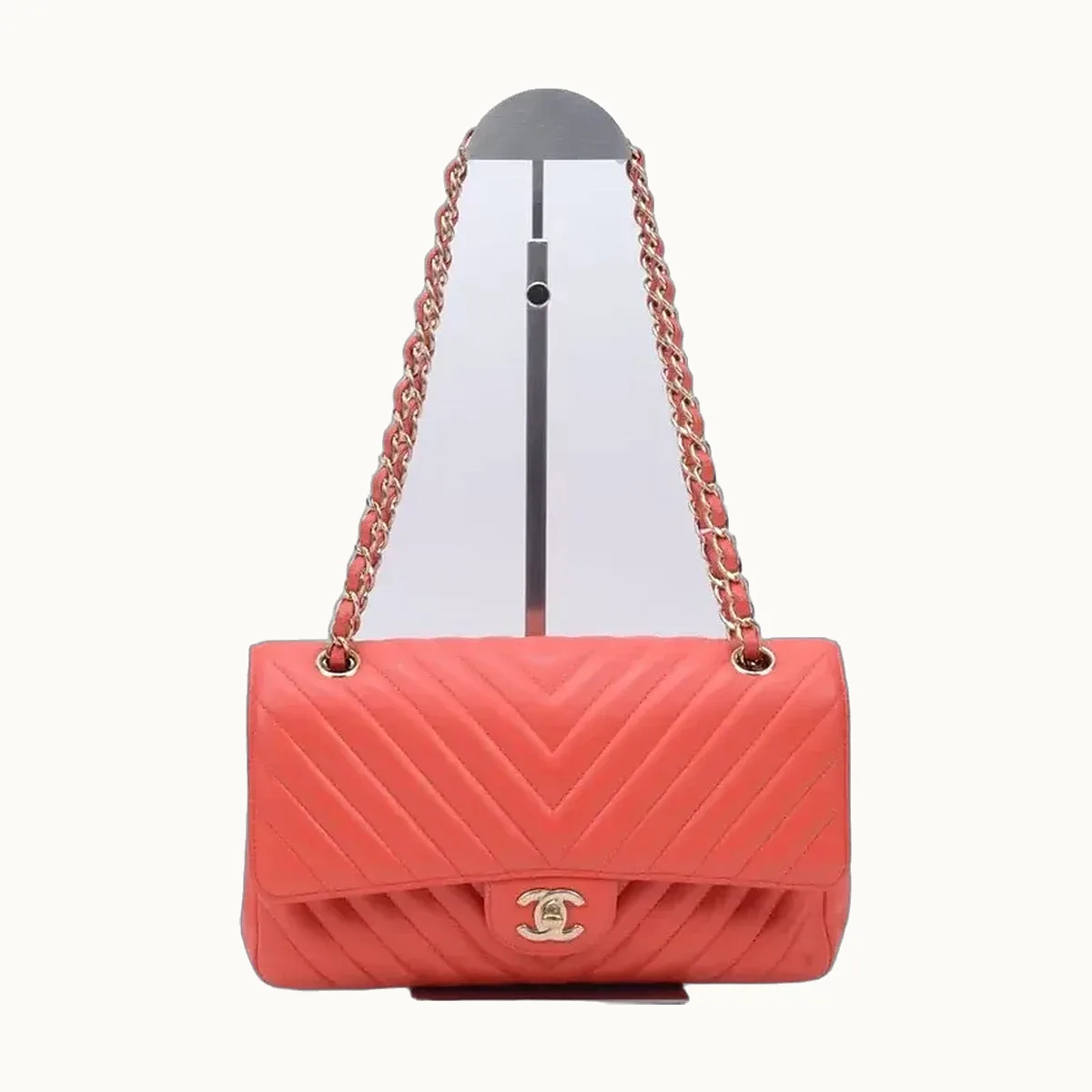 Bolsa Flap Chanel Classic Double 11.12 Chevron Roja