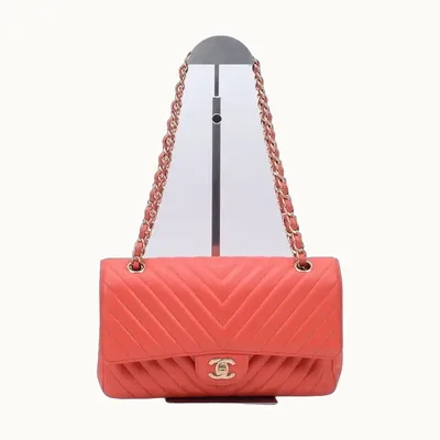 Bolsa Flap Chanel Classic Double 11.12 Chevron Roja