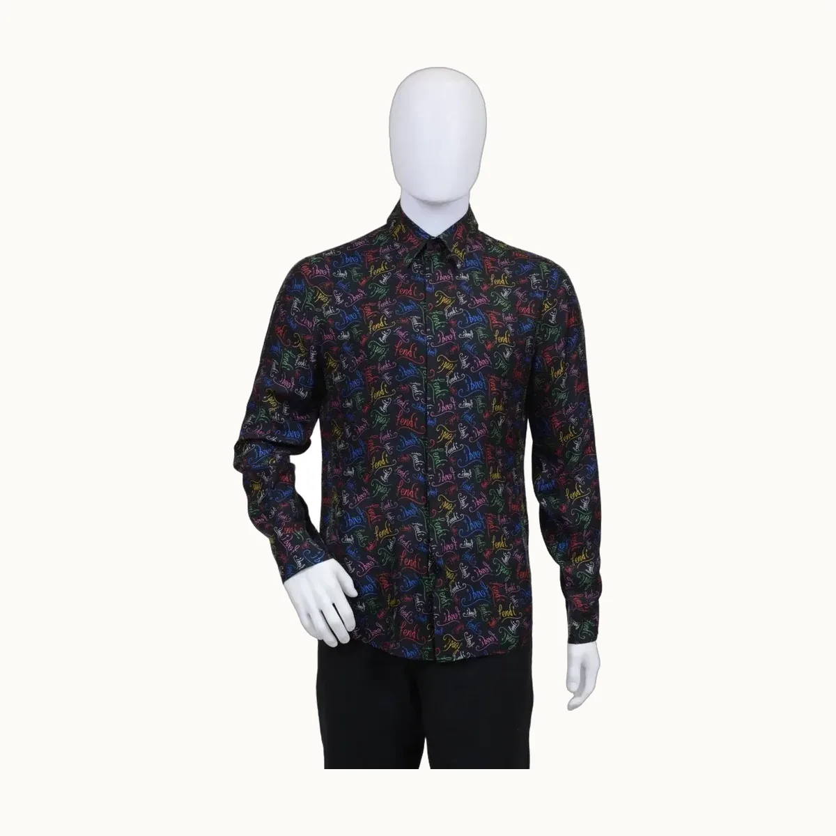 Camisa Fendi Print Noel Fielding Negra, Talla XXL