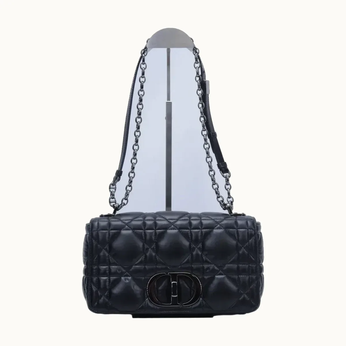 Bolsa de Hombro Dior Caro Medium Macrocannage Negra