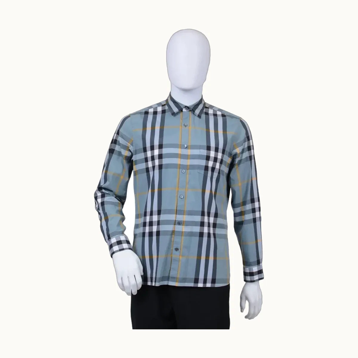 Camisa Burberry Check Azul, Talla L