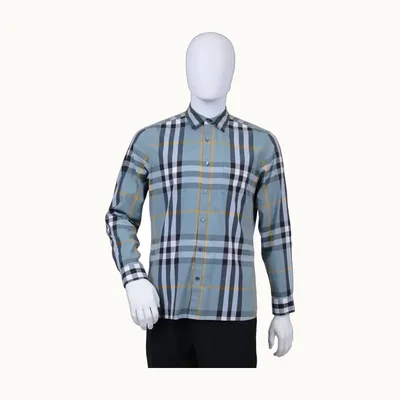 Camisa Burberry Check Azul, Talla L