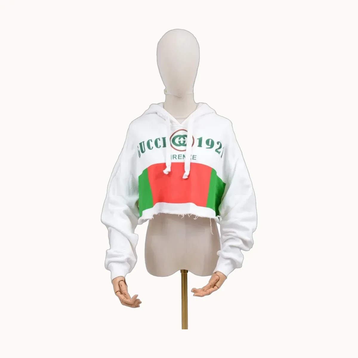 Gucci Sudaderas Web Crop Blanca, Talla XS