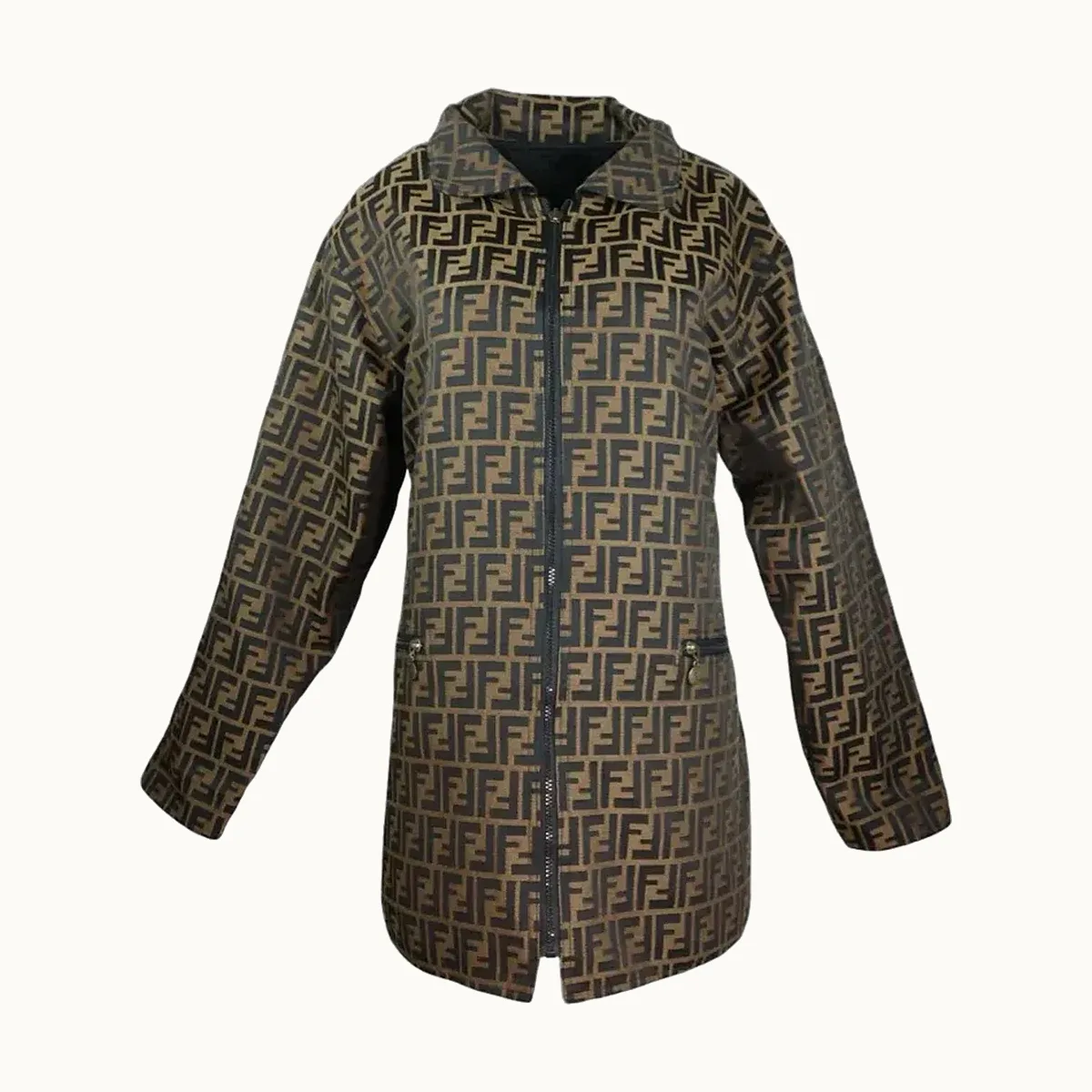 Chamarra Fendi Zucca Reversible, Talla L, Excelente, KV-6826