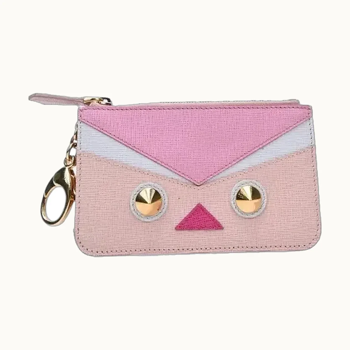 Pouch Fendi Piel Faces Motif Rosa