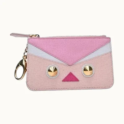 Pouch Fendi Piel Faces Motif Rosa