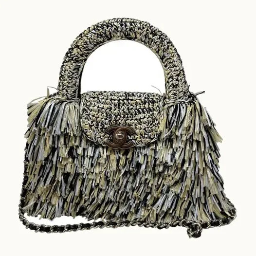 Bolsa Chanel Raffia And Straw Fringe