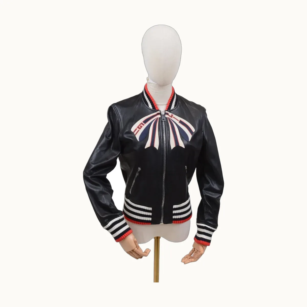 Chamarra Gucci Bow Bomber Negro Talla XS