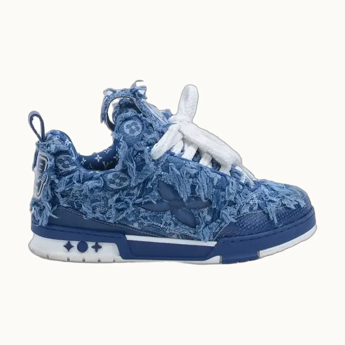 Tenis Louis Vuitton LV Skate Frayed Monogram Denim Azul Talla 41.5
