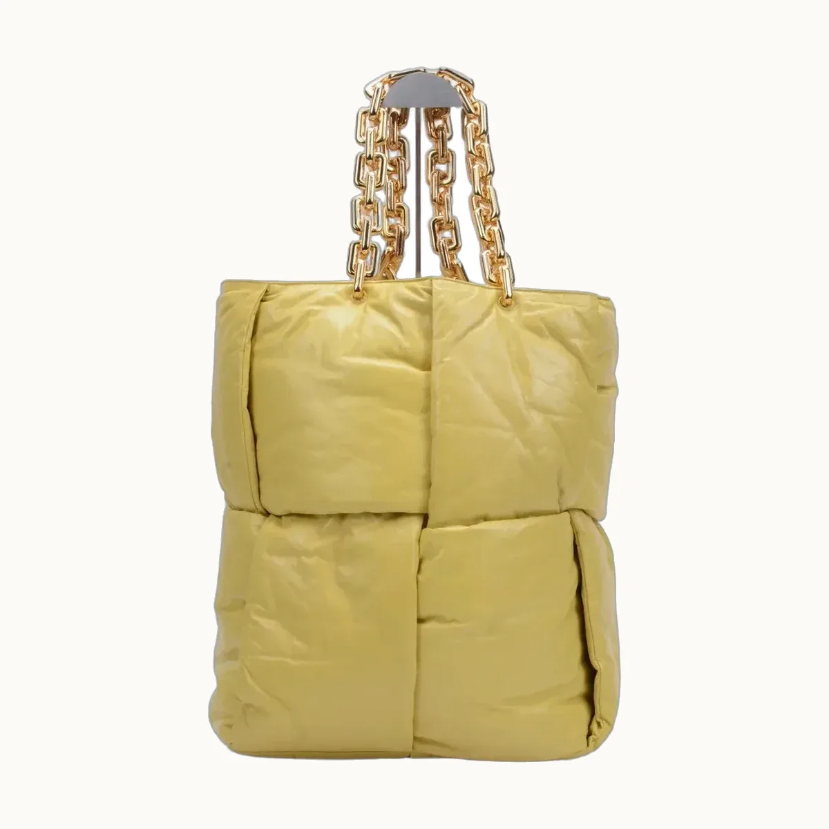 Tote Bottega Veneta Puffy Chain Maxi Intrecciato Amarillo grande