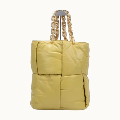 Tote Bottega Veneta Puffy Chain Maxi Intrecciato Amarillo grande