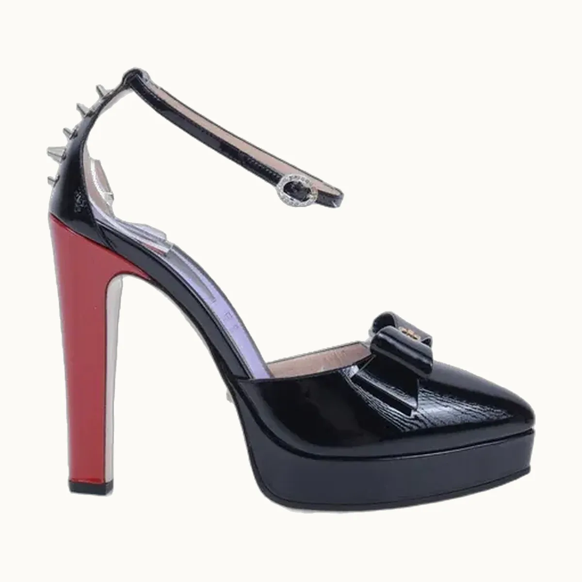 Zapatillas Gucci Sadie Spike 125 Patent Negro Talla 39 / 6 mx
