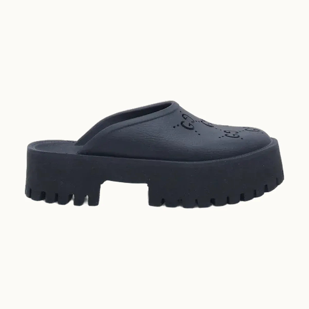Sandalias flat Gucci Perforated Platform Slides Negro Talla 39 / 6 mx