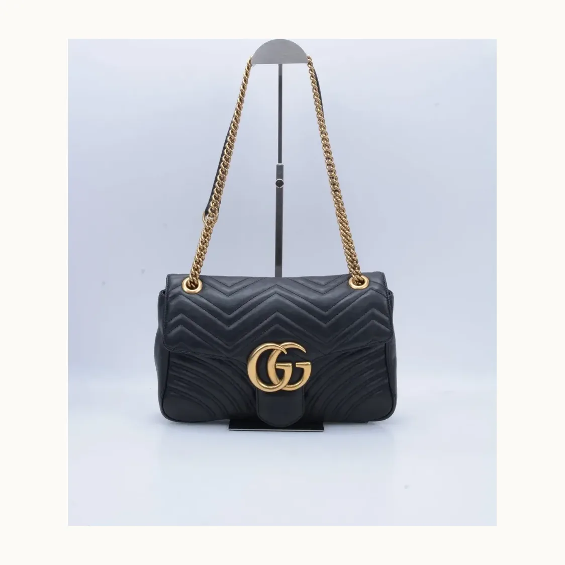 Bolsa Flap Gucci Marmont GG Medium Negra