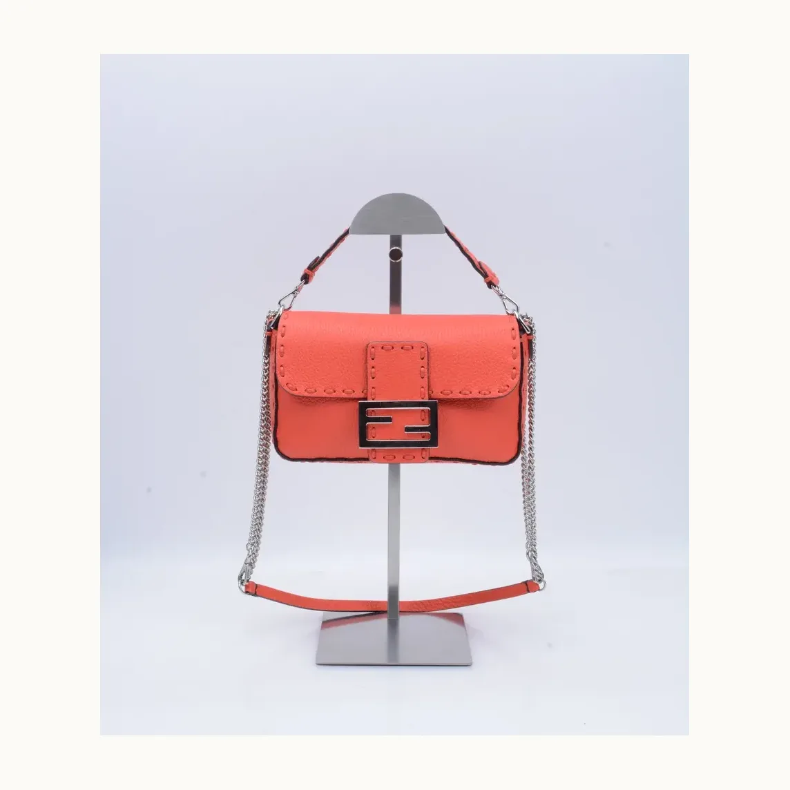 Bolsa Crossbody Fendi Baguette Mini Selleria Naranja