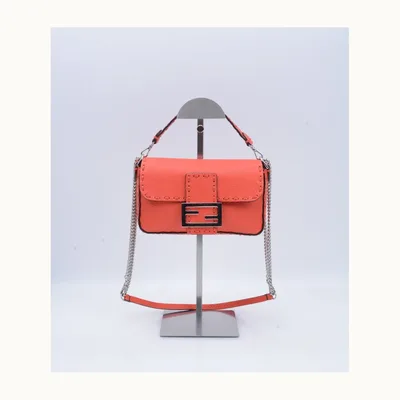 Bolsa Crossbody Fendi Baguette Mini Selleria Naranja