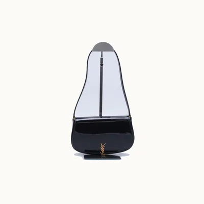 De hombro Saint Laurent Voltaire Mini Patent Negro
