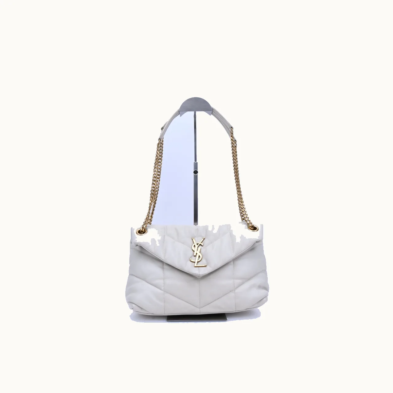 Crossbody Saint Laurent Puffer Small Beige pequeña