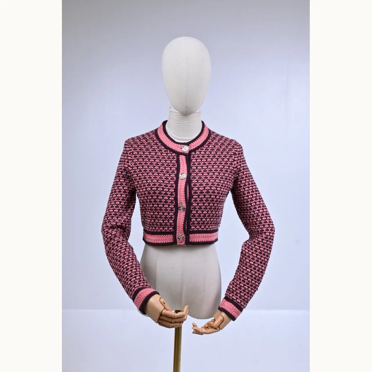 Suéter Chanel 23A Cardigan Rosa Talla XXS