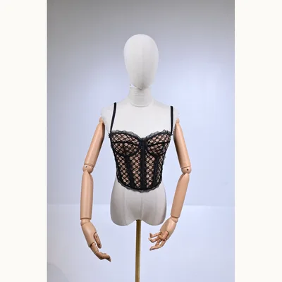 Top Gucci Lace Tulle Bustier Negro Talla M