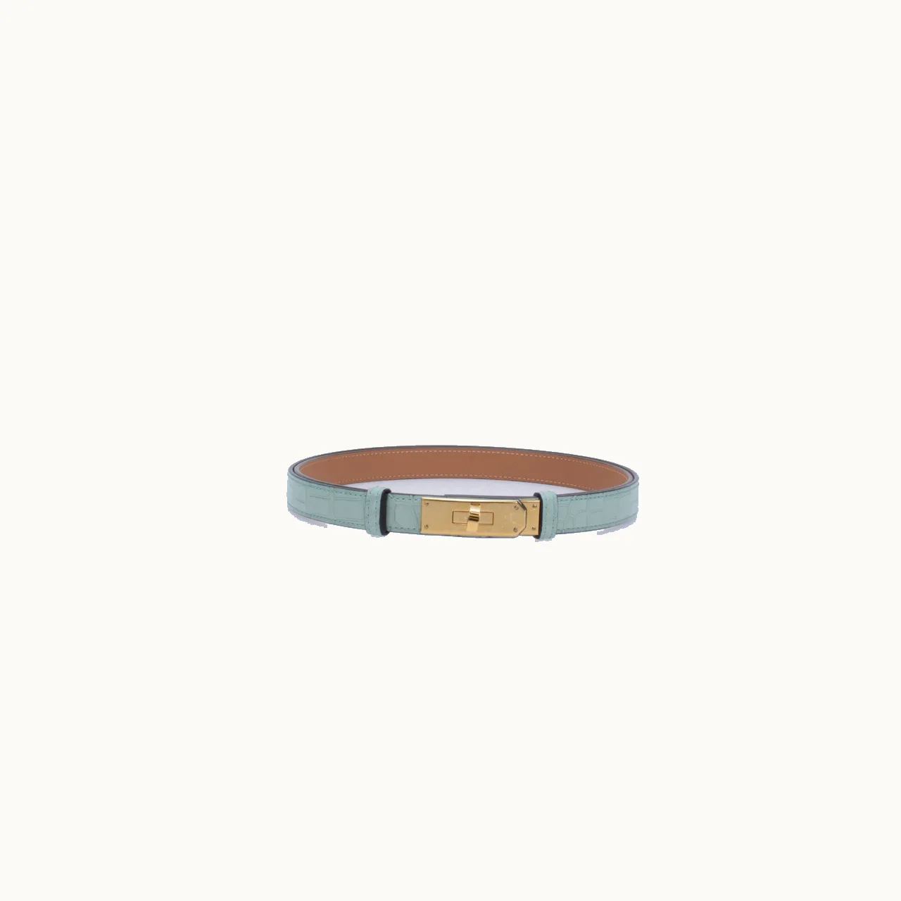 Hermès Cinturón Hermes Kelly 18 Mississippi Mat GHW Verde One Size